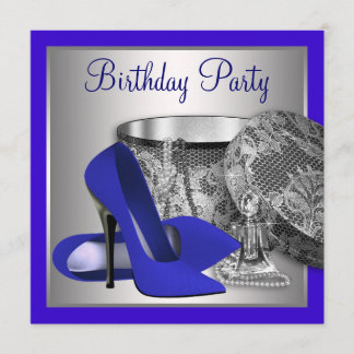Royal Blue und Silver Birthday Party Einladung
