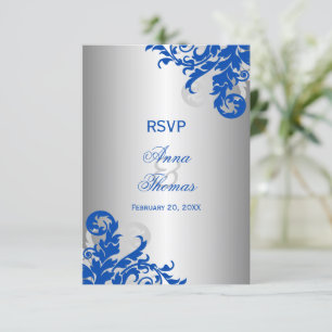 Royal Blue und Silver Blüh Wedding RSVP