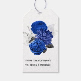 Royal Blue und Silver Floral Geschenkanhänger