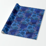 Royal Blue und Silver Floral Geschenkpapier<br><div class="desc">Vintage Aquarellpapier mit floraler Umhüllung in trendigem Königsblau und Silber.</div>