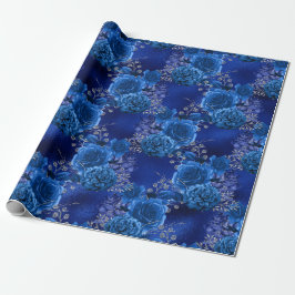 Royal Blue und Silver Floral Geschenkpapier