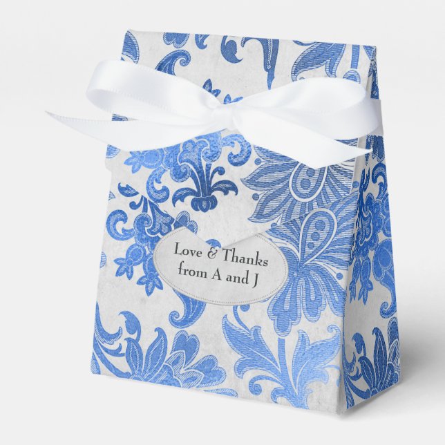 Royal Blue und Silver Floral Geschenkschachtel (Vorderseite)