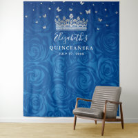 Royal Blue und Silver Floral Quinceanera Foto