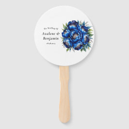 Royal Blue und Silver Glittery Peony Wedding Fächer