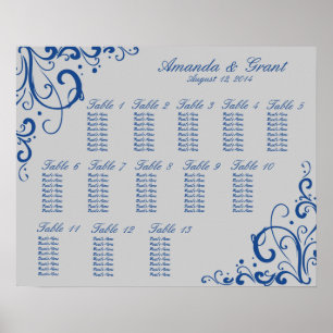 Royal Blue und Silver Gray Blüh Chart Poster