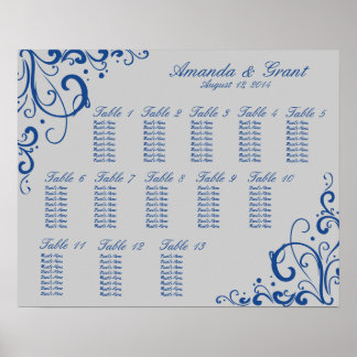 Royal Blue und Silver Gray Blüh Chart Poster