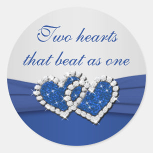 Royal Blue und Silver Joined Hearts Sticker