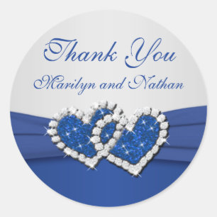 Royal Blue und Silver Joined Hearts Sticker