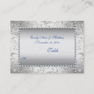 Royal Blue und Silver Swirt Table Platzkarten
