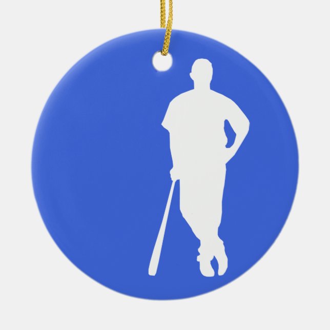 Royal Blue und White Baseball Keramikornament (Vorne)