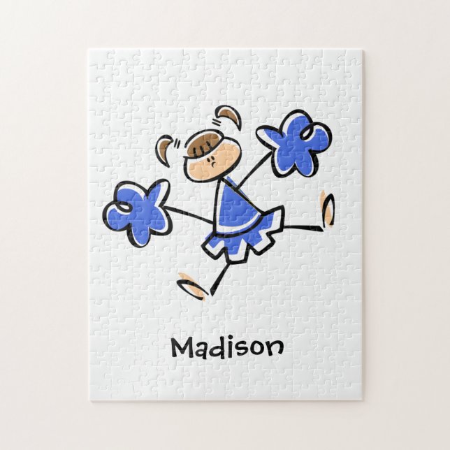 Royal Blue und White Cheerleader Puzzle (Vertikal)
