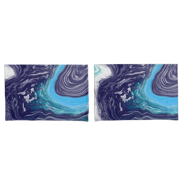 Royal Blue und White Marble Kissenbezug (Vorderseite-Set)