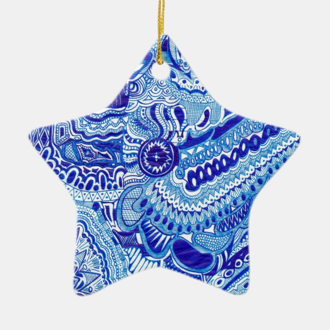 Royal Blue und White Ming Art Keramik Ornament (Vorne)
