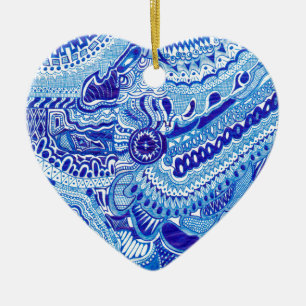 Royal Blue und White Ming Art Keramikornament