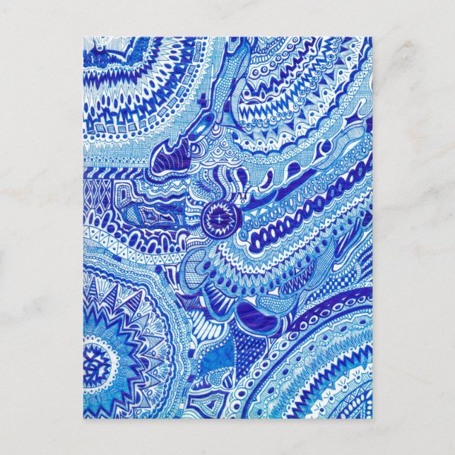 Royal Blue und White Ming Art Postkarte (Vorderseite)