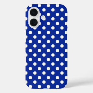 Royal Blue und White Polka Dot iPhone 16 Hülle