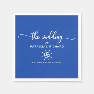 Royal Blue und White Rudder Nautical Wedding Serviette
