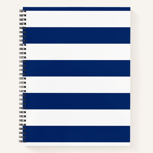 Royal Blue und White Stripes Notizbuch (Vorderseite)