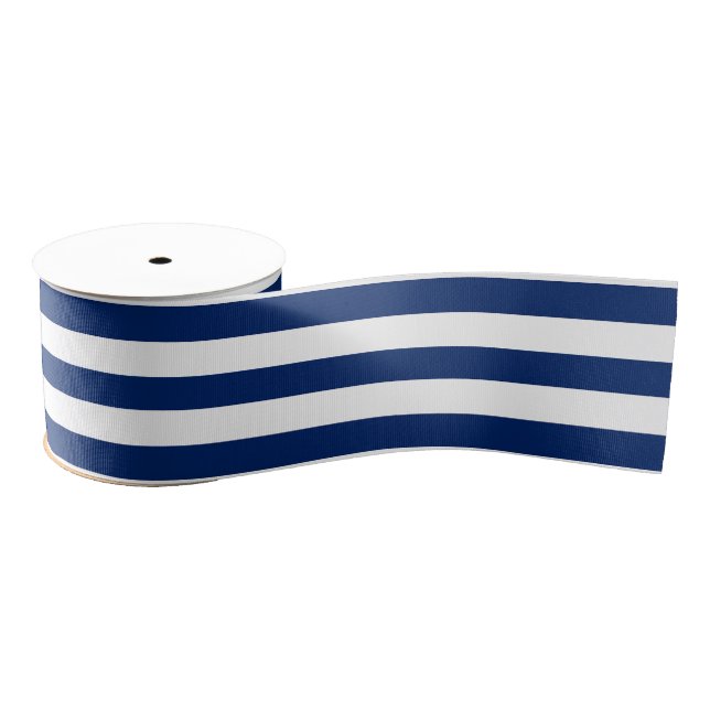 Royal Blue und White Stripes Ripsband (Spule)