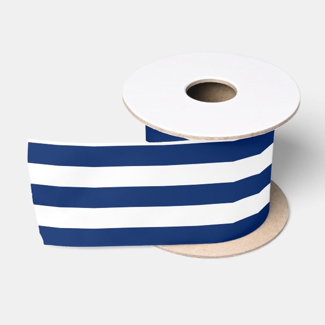 Royal Blue und White Stripes Satinband (Spule)
