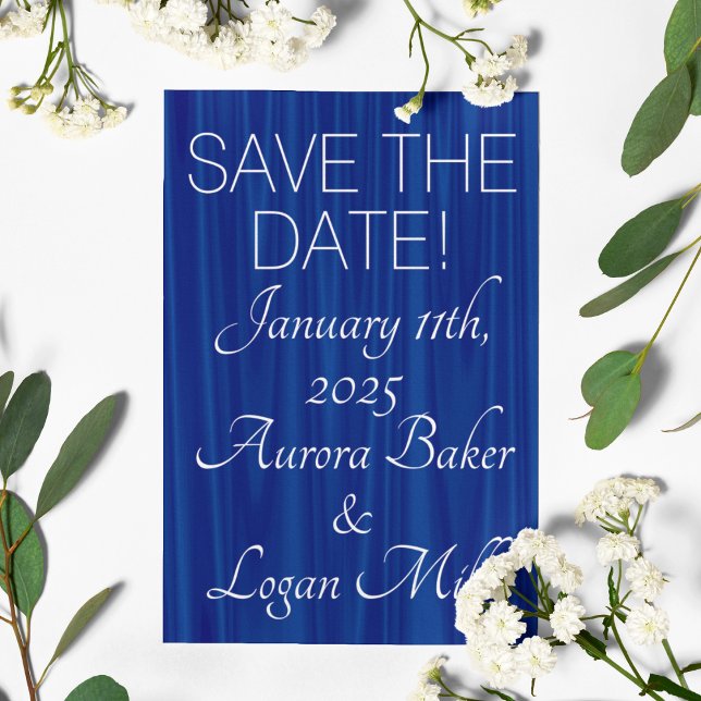 Royal Blue "Velvet" Traditional Rett-the-Date Postkarte (Von Creator hochgeladen)