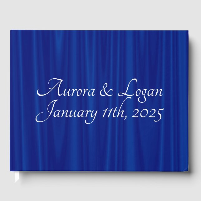 Royal Blue "Velvet" Traditionelle Hochzeit Gästebuch (Vorderseite)