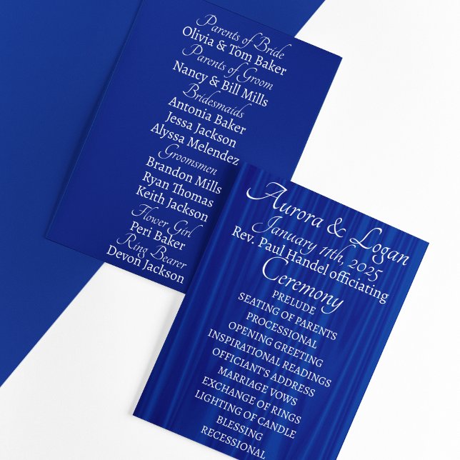 Royal Blue "Velvet" Traditionelle Hochzeit Programm (Von Creator hochgeladen)