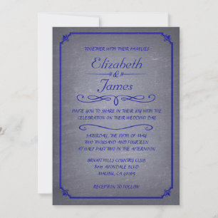 Royal Blue Vintag Chalkboard Hochzeitseinladungen Einladung