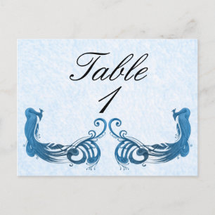 Royal Blue Vintag Peacock Tischnummer