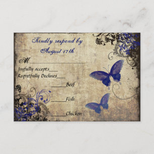 Royal Blue Vintage Schmetterling RSVP Karte