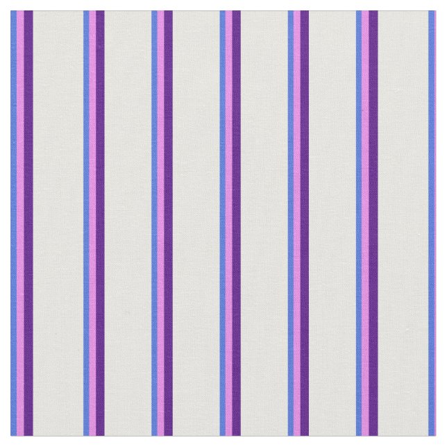 Royal Blue, Violet, Indigo & White Streifen Stoff (Nahaufnahme)