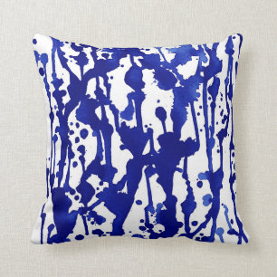 Royal Blue Watercolor Abstrakt Kissen