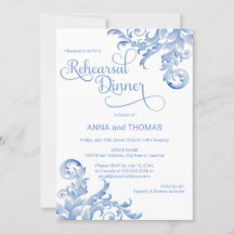 Royal Blue Watercolor Blühe Probe Dinner