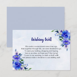Royal Blue Watercolor Floral Wedding Guide Einladung