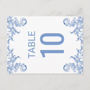 Royal Blue Watercolor Geblüht Tischnummer Card