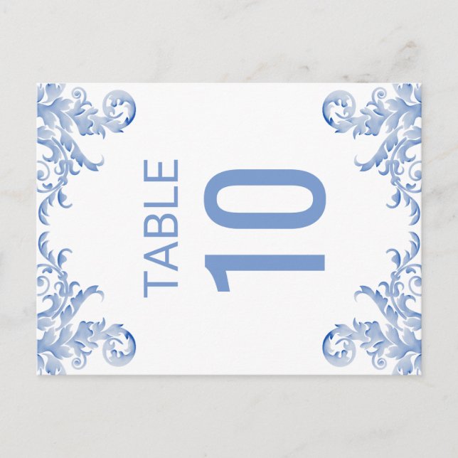Royal Blue Watercolor Geblüht Tischnummer Card (Vorderseite)