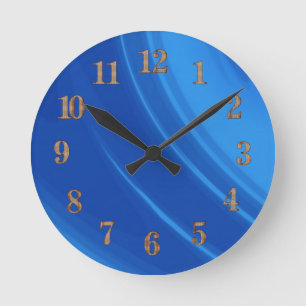 Royal Blue Waves Runde Wanduhr