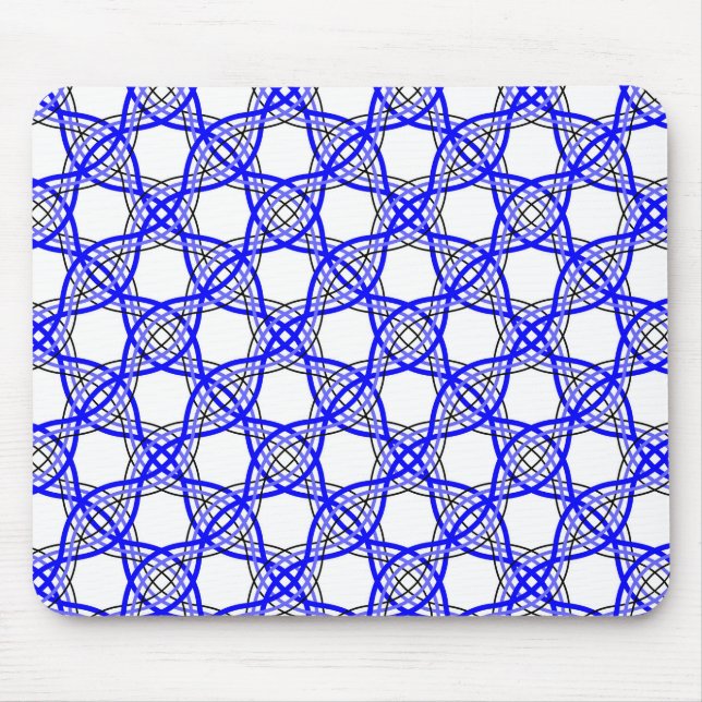 Royal Blue Wavy Linien geometrische Mesh Mousepad (Vorne)