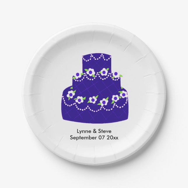 Royal Blue Wedding Cake Pappteller (Vorderseite)