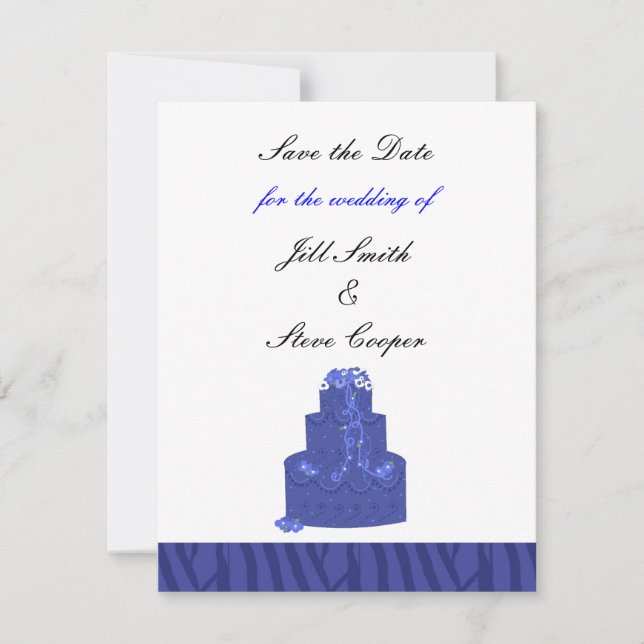 Royal Blue Wedding Cake Save the Date (Vorderseite)