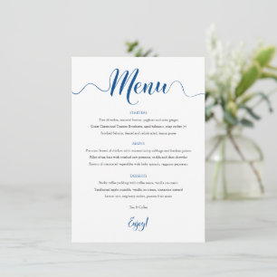 Royal Blue Wedding Menu Card 12x18 Menükarte