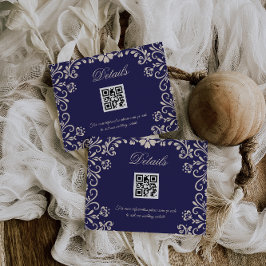 Royal Blue Wedding Qr code Details Begleitkarte