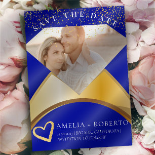 Royal Blue Wedding Ring Save the Date Foto Einladung