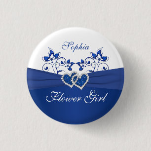 Royal Blue, Weiße Blumenblume Button