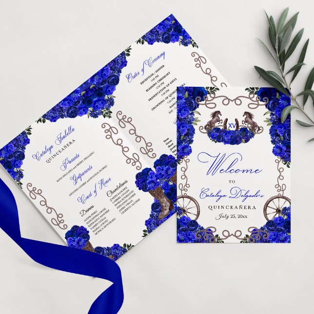 Royal Blue Western Charro Quinceñera Programm (Von Creator hochgeladen)