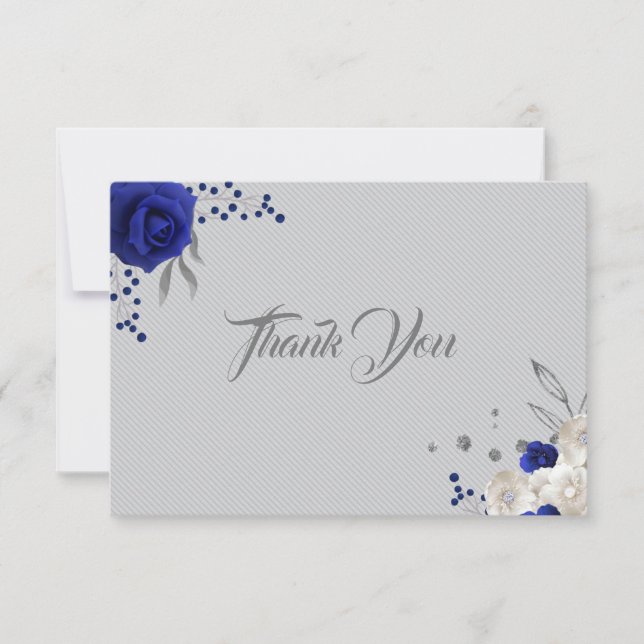 Royal Blue white Blume silber grau danke (Vorderseite)