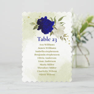Royal Blue White Blume Sitzkarte Einladung