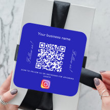 Royal Blue white business name qr code instagramm