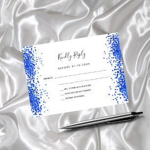Royal Blue White Confetti Hochzeit RSVP Mitteilungskarte