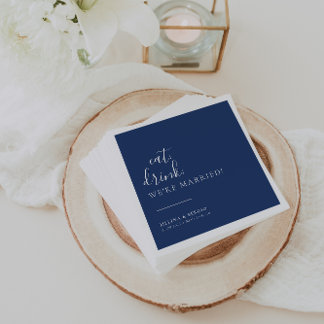 Royal Blue White Eat Drink Wir sind Verheiratet Ho Serviette
